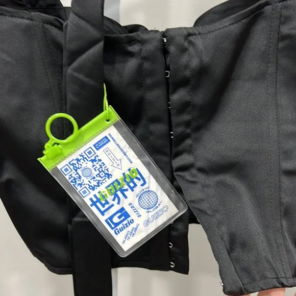 Danielle Guizio satin bustier Crop Top Black open Back - Picture 7 of 7